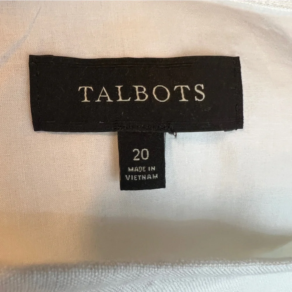 Talbots Size 20 100% Linen Cream Color Lined Skirt Hook & Eye & Zipper Closure